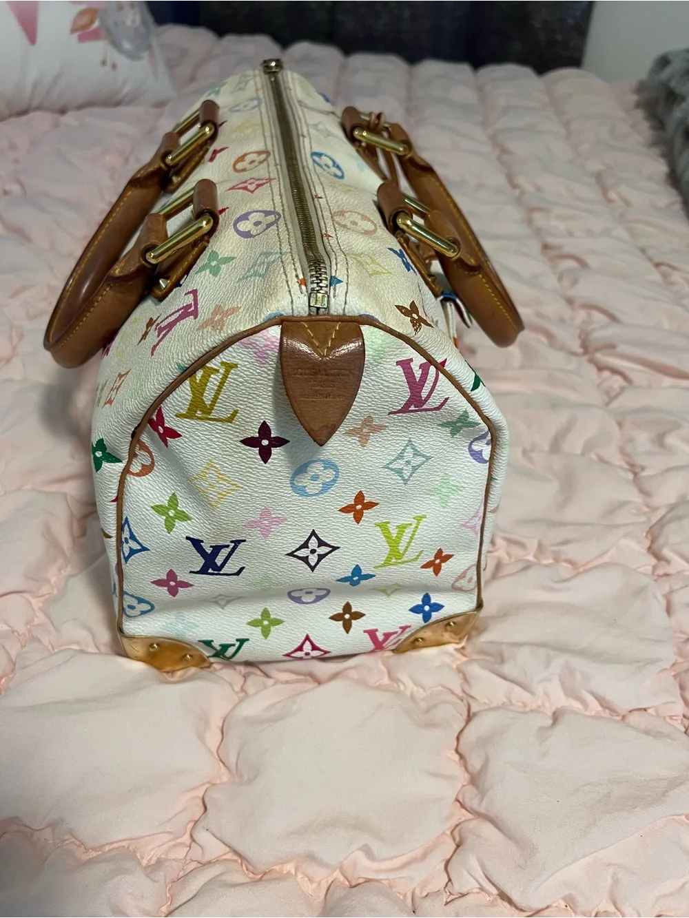 Vintage Louis Vuitton Multicolor Murakami White Speedy Bag